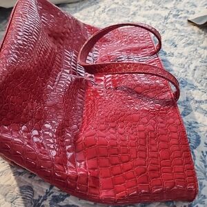 Elegant Red Crocodile-Embossed Women's Bag From Bath & Body